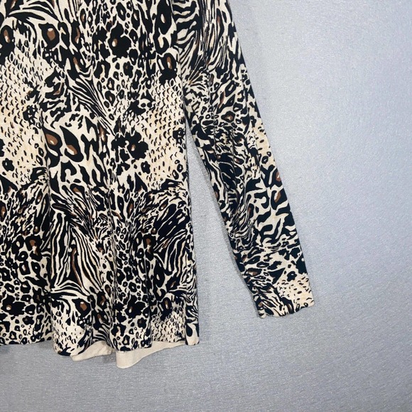 Chicos Cardigan Womens 0 Beige Cheetah Print Pull On Long Sleeve Business Casual - Picture 9 of 12